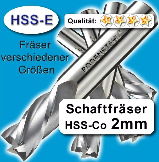 Fräser 2mm 3S.51mm Edelstahl Alu Messing Co-hochlegierte Qualität M35