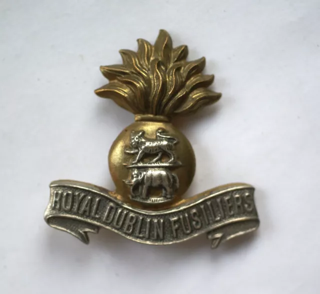 BRITISH ARMY ROYAL Dublin Fusiliers WWI era bimetal cap badge $12.00 ...