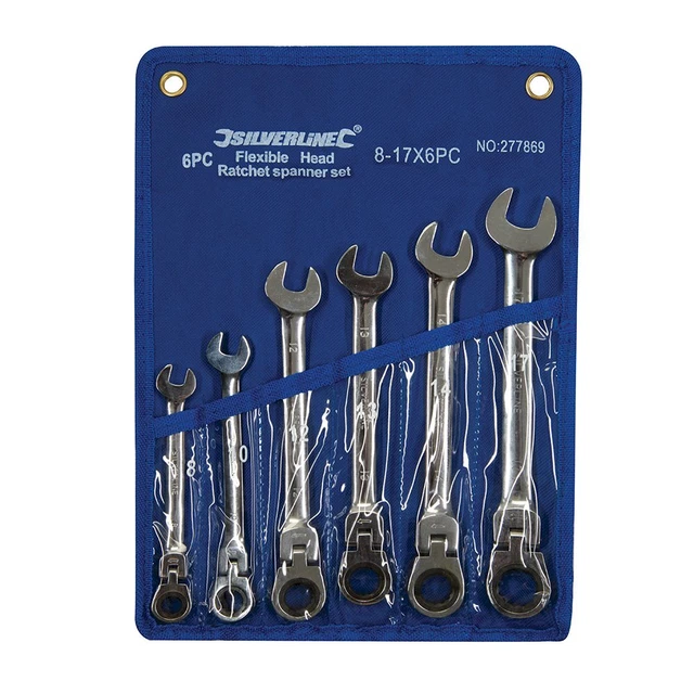 Silverline Souple Tête Clé Cliquet Ensemble 6pce 8 - 17mm 277869