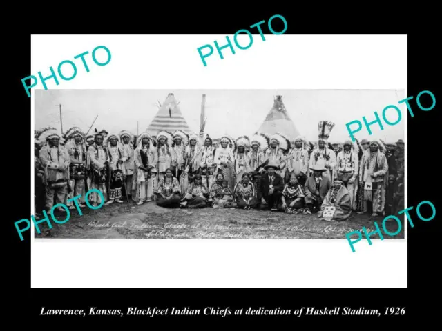 OLD POSTCARD SIZE PHOTO OF LAWRENCE KANSAS THE BLACKFEET INDIAN CHIEFS c1926