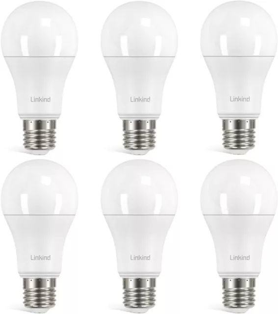 Linkind 6er-Pack LED E27 Edison Schraube dimmbare Glühbirne 10,5 W = 75 W 5000k Tageslicht