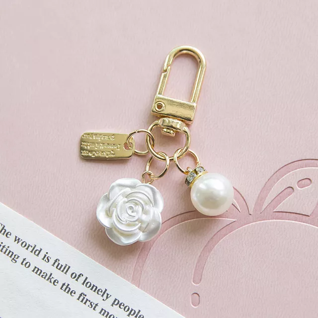 Pearl Love Bow Shape Key Pendant Bag Accessories Earphone Cover Decoration