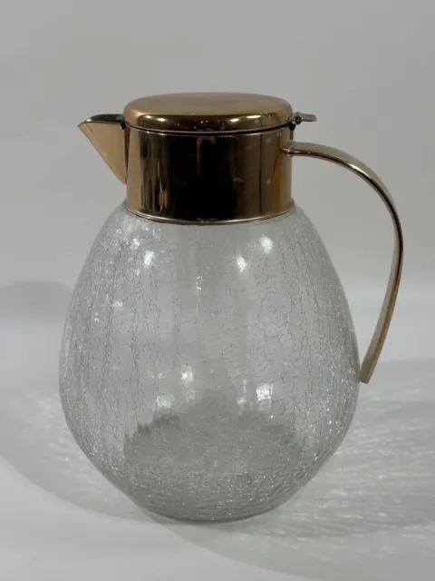 Vintage  kalte Ente Karaffe Kristall Glas Kanne versilbert Retro Krug HL1