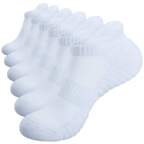 Mens Socks, 6 Pairs Anti-Blister Cushioned Breathable Running Cotton Socks,