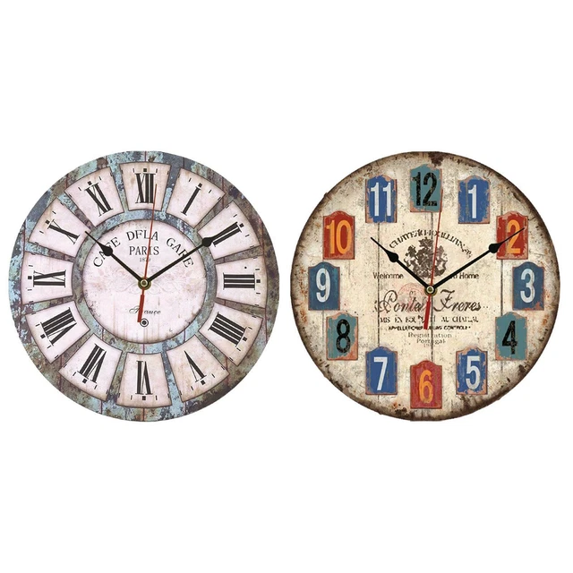 Grande horloge murale en bois silencieuse à piles pour la décoration de la