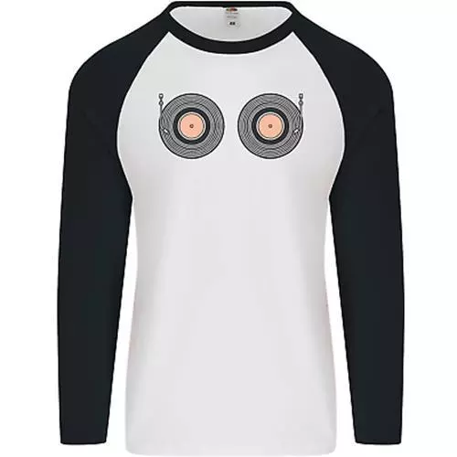 Tetta Ponti Dj Djing Divertente Giradischi Vinile Uomo L/S Baseball T-Shirt