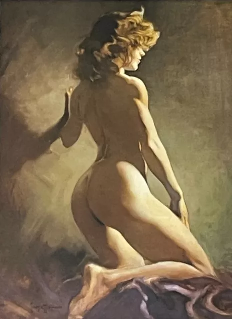 Frank Frazetta Framed Vintage Art Illustration "Nude,"  8 1/2" x 11"