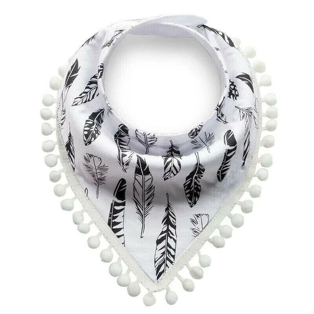 Baby Burp Cloth Drool Teething Bib Newborn Scarf Bandana Tassel NEW Feather Boho