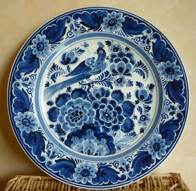 Plat décoratif en faïence de DELFT décor bleu diamètre 29cm