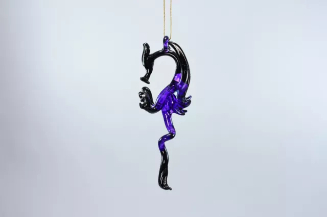 Hanging Purple Black Dragon of Blown Glass Crystal