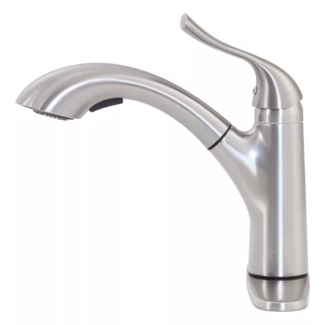 Novatto TKF-022BN Topia Brass Pull Out Kitchen Faucet In Brushed Nickel 3