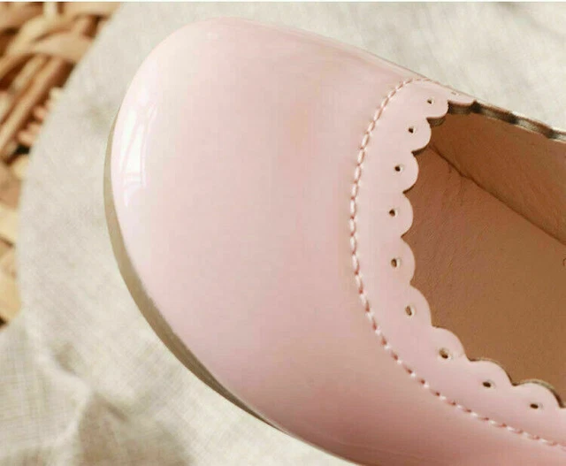 Scarpe Fiocco Spagnole Patinate Bianco Rosa Festa Matrimonio Bambina Fiore 11