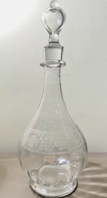 Vintage Baccarat Montaigne Optic Scroll Etched Crystal Decanter Signed France