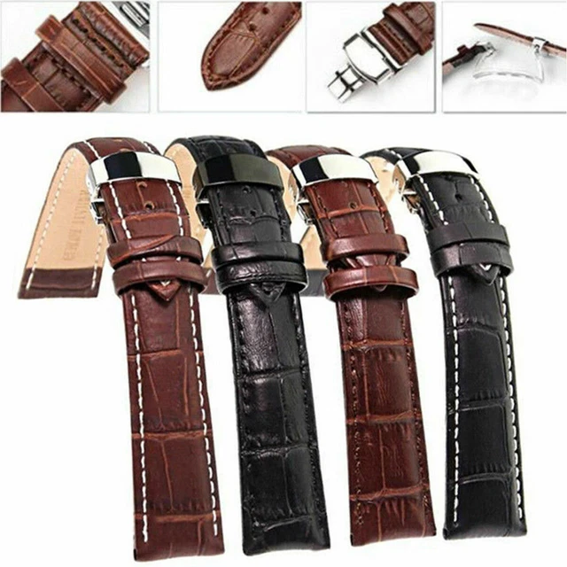 Bracelet de Montre en Cuir Universel 18/20/22/24mm - Deployante Papillon