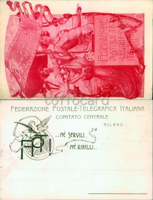 Liberty Art Nouveau-Federazione Postale Telegrafica Italiana Milano-C14-121