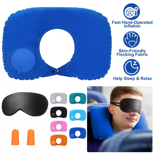 Inflatable U-Shaped Neck Pillow Adjustable Travel Pillows Neck Support Portable