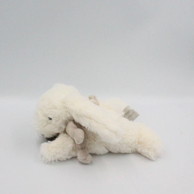 Doudou et compagnie lapin blanc gris taupe tout doux Bonbon 20 cm - 20081