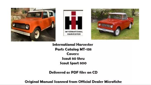 International Truck Mt-113 Scout 80 Thru Sport Scout 800 4Wd Parts Catalog On Cd