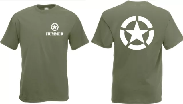 T-shirt esercito americano Hummer Allied Star H1 TOP 4x4 fuoristrada camion auto d'epoca H2