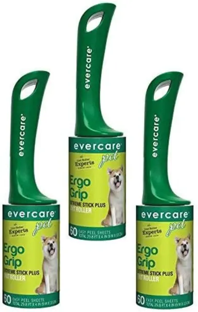 Evercare Pet Hair Extra Sticky Lint Roller with 2 Refills 180 Total Sheets