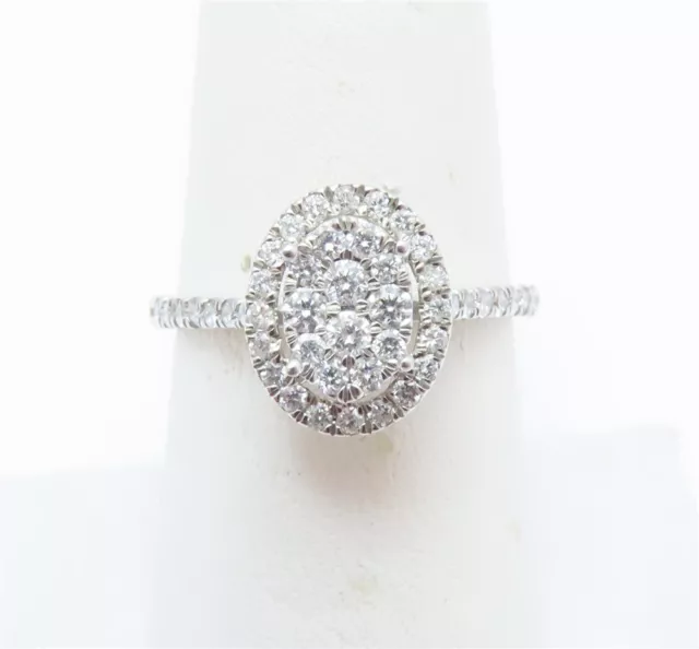 NEW 10K WHITE Gold ~1/2CTW Diamond Oval Cluster Halo Ring Size 7 ...