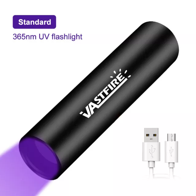 365nm UV LED Flashlight UltraViolet BlackLight Torch Inspection USB Rechargeable