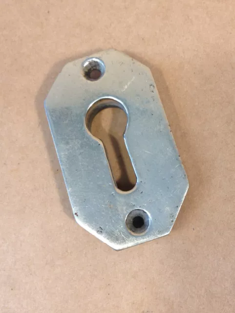 (242) Heavy Cast Nickel Keyhole Escutcheon Plate 2 Available  Antique Retro