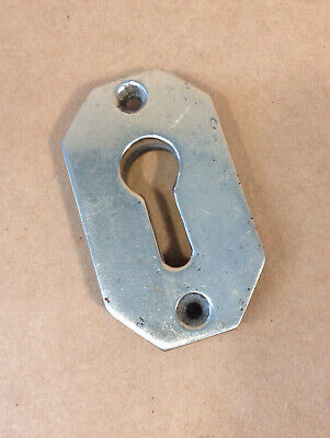 Vintage Heavy Cast Nickel Keyhole Escutcheon Plate  9 Available  Antique Retro