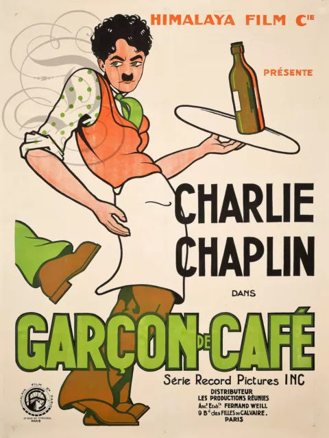 Repro Deco Affiche Charlie Chaplin Garcon Cafe Cinema Sur Papier 190 Ou 310 Grs