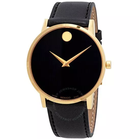 Orologio Movado Museum Classico Quadrante Nero Cinturino in Pelle Uomo SVIZZERO 0607271