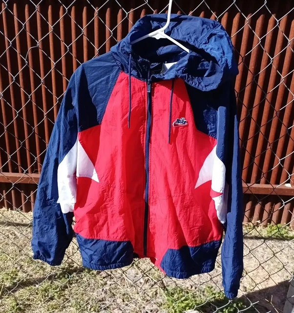 Nike Mens Sportswear Heritage Windrunner Jacket - Red/White/Blue - Size Large