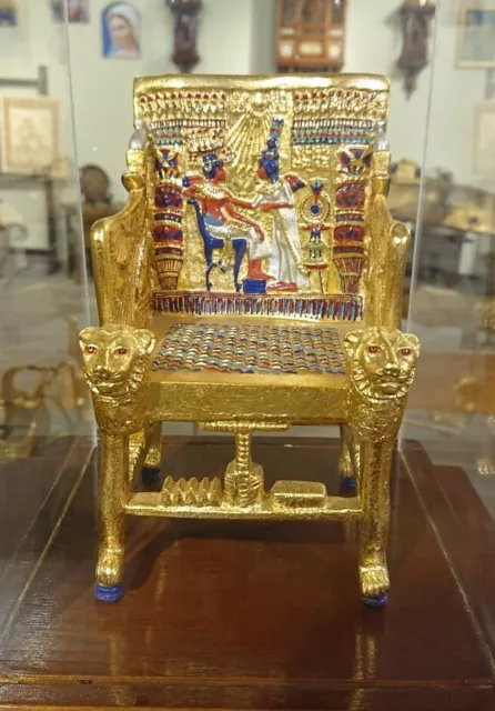 The Golden Throne Chair of king Tutankhamun ( Museum Replica), Height = 6.4 in.