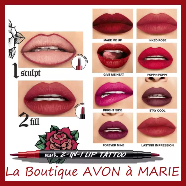 Stylo Feutre Levres LIP TATTOO LINER Semi Permanent AVON : ULTRA LONGUE TENUE