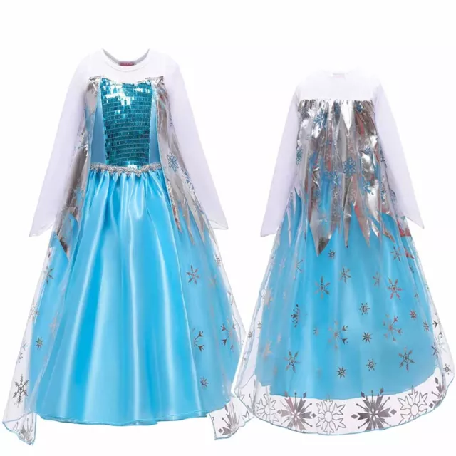 Costume Halloween Regina delle Nevi Anna Frozen Principessa Elsa Abito Ragazze Festa Cosplay 9