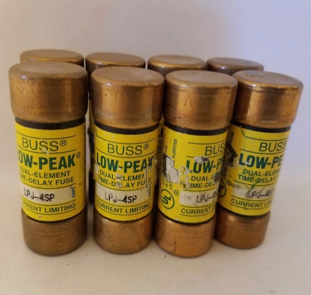 Lot De 8 Cooper Bussmann Buss LPJ-4SP LPJ4SP Low-Peak Fusible 4A 4 Amp 600VAC