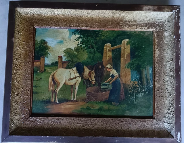 Tableau Ancien En Bois, The Horse & Jockey Fine Ales, Thème Cheval, état Correct