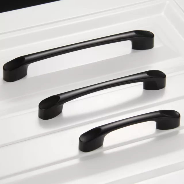 Black Solid Pull Handles Knobs for Kitchen Cabinet Door Drawer Cupboard Stylist