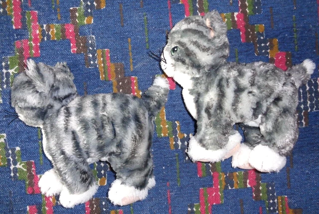 Jb4/  Lot De 2 Doudou Peluche Ikea Chat Blanc Gris Tigre  Exc Etat
