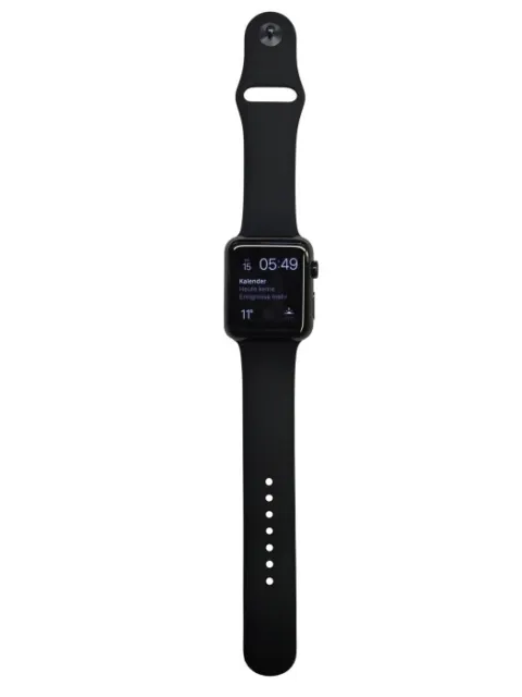 Apple Watch Series 3, 38mm Aluminium in Spacegrau mit Sportarmband in Schwarz, M