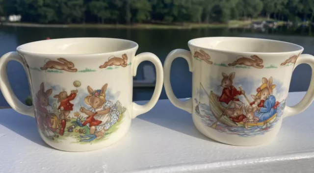 Vintage Royal Doulton Bunnykins Hug A Mug LOT of TWO.  With Original Boxes.