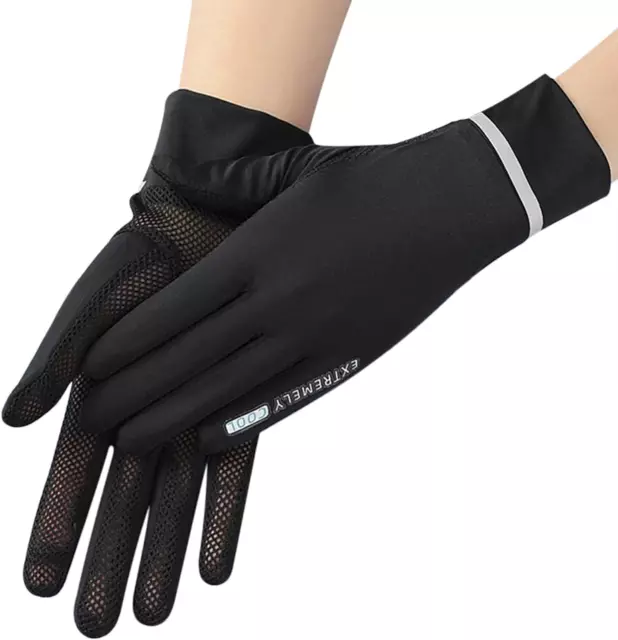 Women Summer UPF 50+ UV Sun Protection Gloves 2 Fingers Flip Mesh Cooling Breath