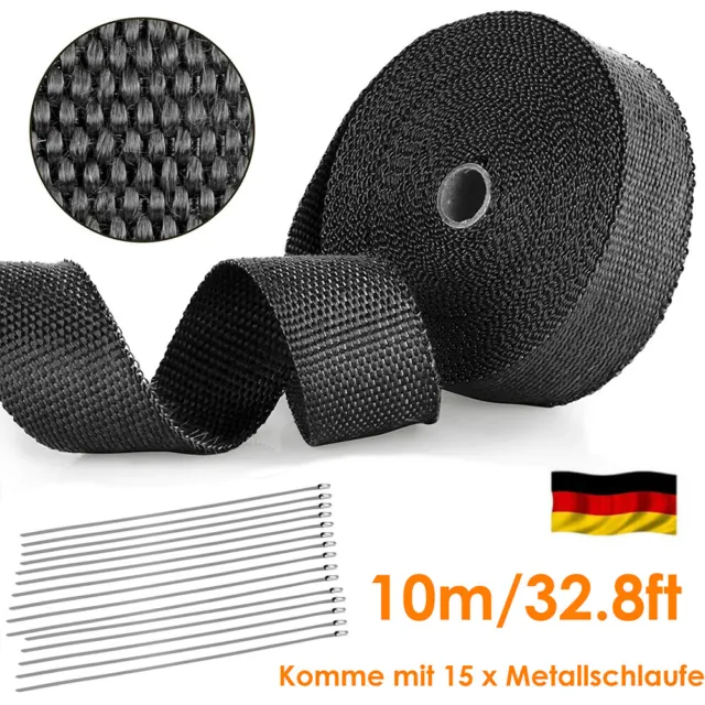 10m Titan Hitzeschutzband Auspuff Band bis 1400° Hitzeschutz Heat Wrap Krümmer