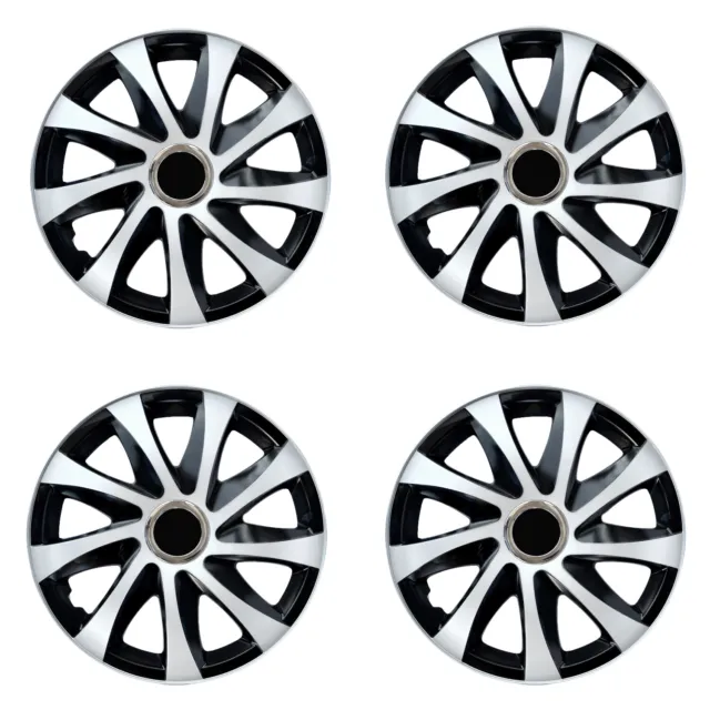 14'' Car Hubcaps Wheel Trims Covers 4pcs 14 inch Durable White Plastic ABS HQ UK
