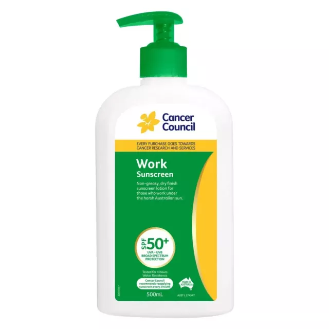Cancer Council SPF 50+ Work Pump Sunscreen | 500mL