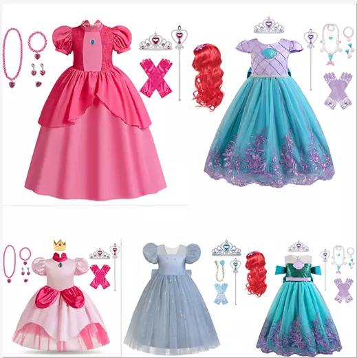 Kinder Mädchen Kostüm Prinzessin Kleid Karneval Party Cosplay Fasching Kostüm/