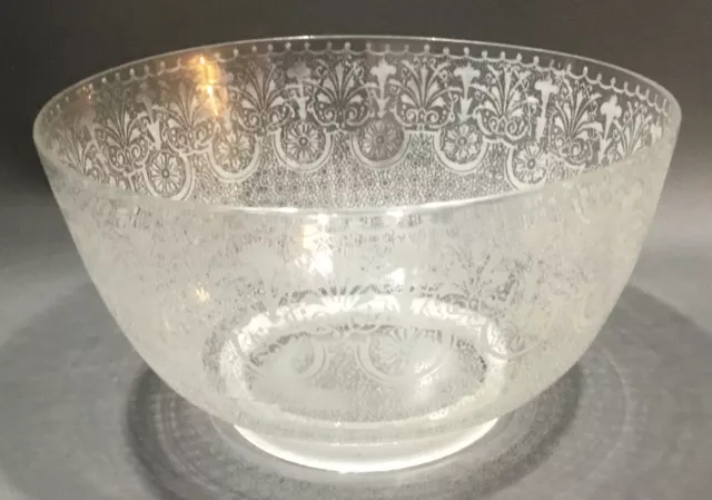 Vintage Victorian Upturn Acid Etched Glass Lamp Shade~Geometric~Art Deco~4” Fitt