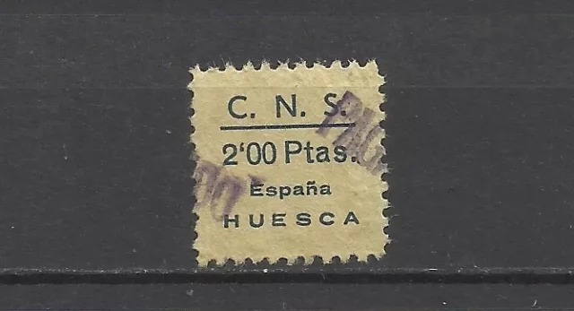 2067-Sello Guerra Civil Falange C.n.s.huesca 2 Pts 1939.No Catalogado.spain War.