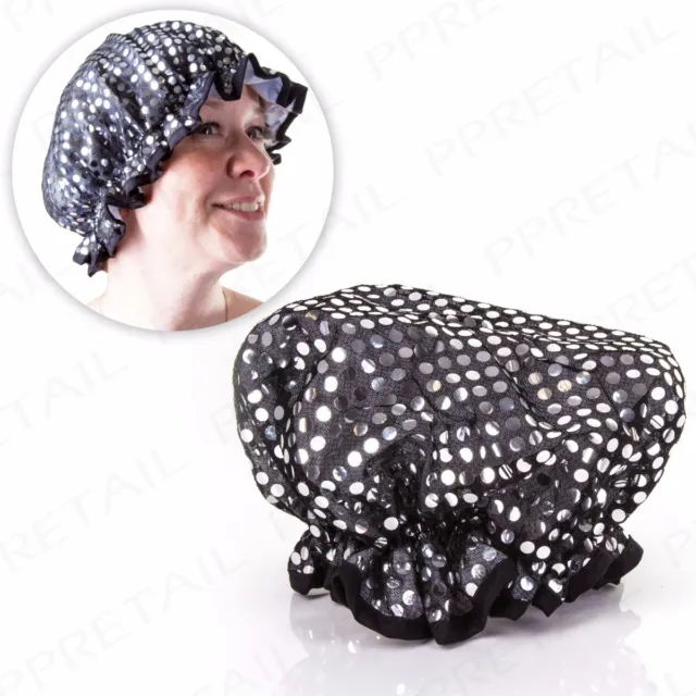 LUXURY LADIES SHOWER CAP Wet Hair Head Cover Bath Protector Hat Salon Womens