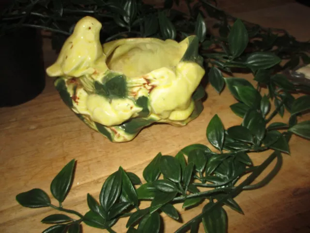 Vintage McCoy Yellow Birds In Brown Nest Green Leaves 1957 Excellent Condition