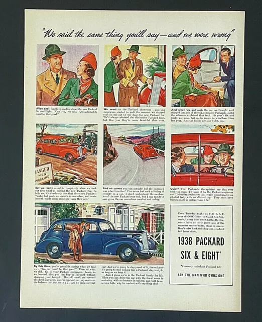 1938 Packard Six Eight Advertisement Showroom Test Drive Color Art Vtg Print AD